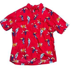 Chubbies The Nutter Men's Size Medium‎ Red Parrot Short Sleeve Aloha Shirt USA